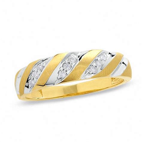 Your security while shopping online with diamond district block is extremely important to us, and we've taken all reasonable measures to make sure your credit card and personal details are kept safe at all times. Ladies' 1/10 CT. T.W. Diamond Wedding Band in 10K Two-Tone Gold | Wedding Bands | Wedding ...