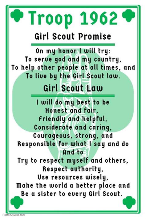Girl Scout Promise And Law Printable Sign Instant Download Ph