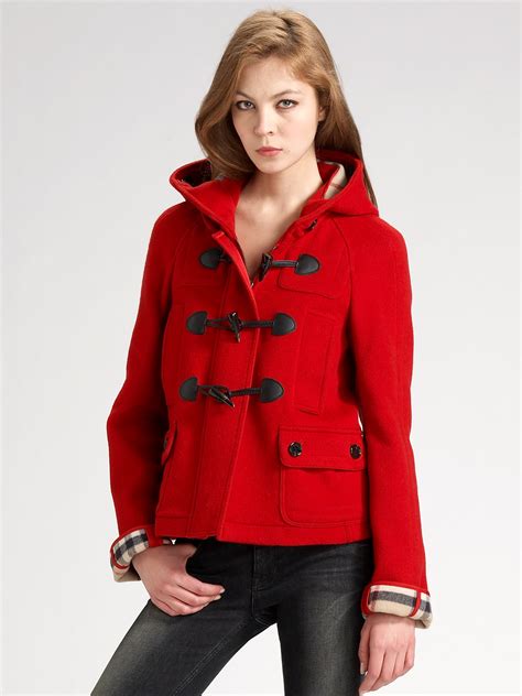 Lyst Burberry Brit Wool Duffle Jacket In Red