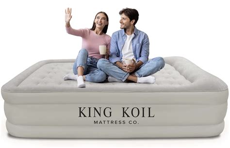 King Koil Luxury Queen Air Mattress With Built In High Speed Pump Blow Up Bed Top Flocking