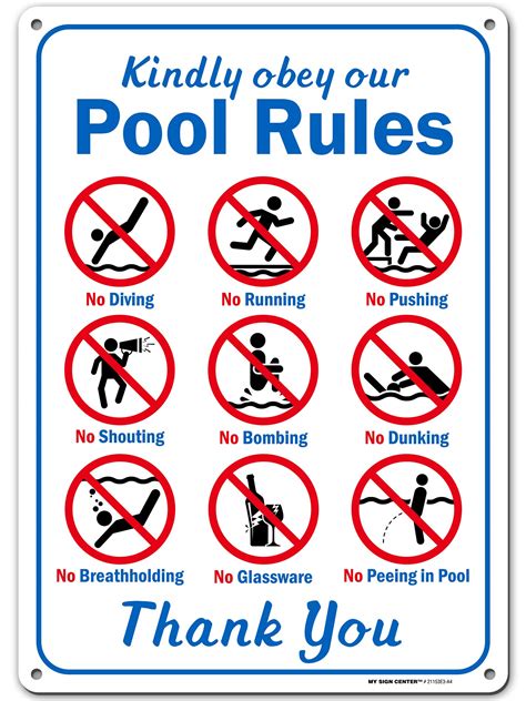Kindly Obey Swimming Pool Safety Sign Swim At Your Own Risk 10 X 14
