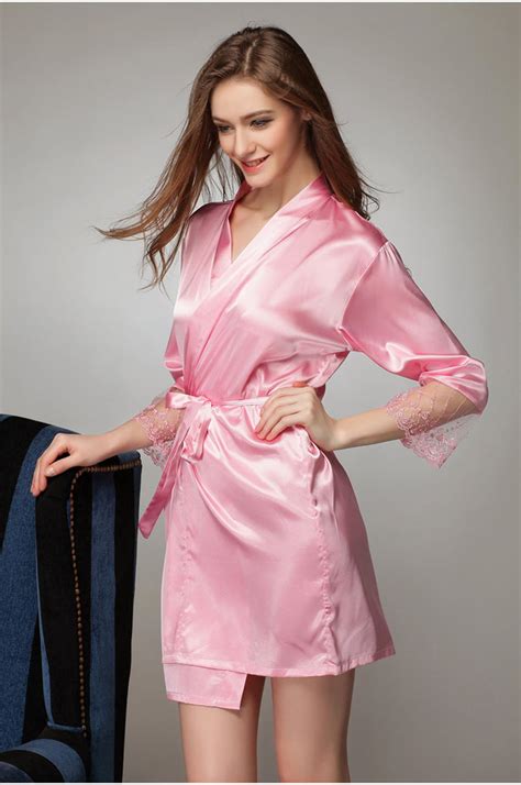 Sexy Womens Plus Size Kimono Warm Wedding Satin Lace Sheer Robe