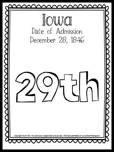 Iowa Coloring Page The 29th State Free Printable The Art Kit
