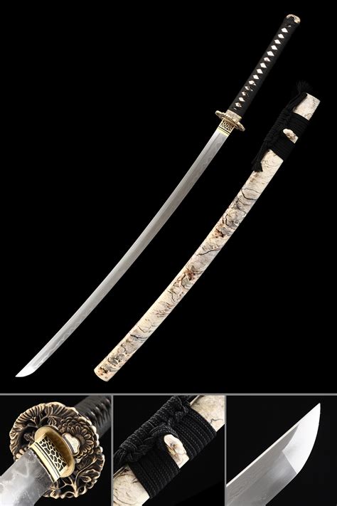 Handmade Nihonto Japanese Sword Damascus Real Hamon With Copper Tsuba