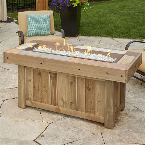 The Outdoor Greatroom Company Vintage 54 Inch Linear Propane Gas Fire Pit Table With 42 Inch