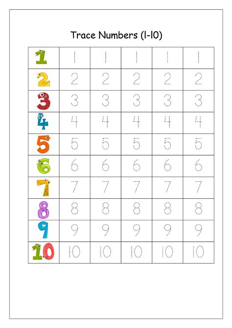 Preschool Worksheets Numbers Tracing
