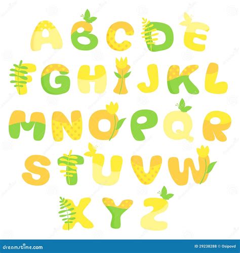 Multicolored Spring Vector Alphabet Stock Vector Illustration Of