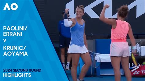 Errani Paolini V Aoyama Krunic Highlights Australian Open 2024 Second