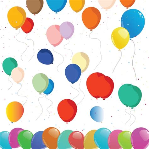 Birthday Balloon Clipart Multicolored Balloons For Party Etsy