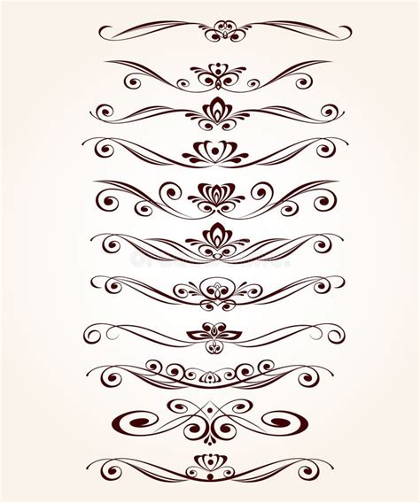 Set Of Elegant Decorative Scroll Elements Vector Illustration Stock