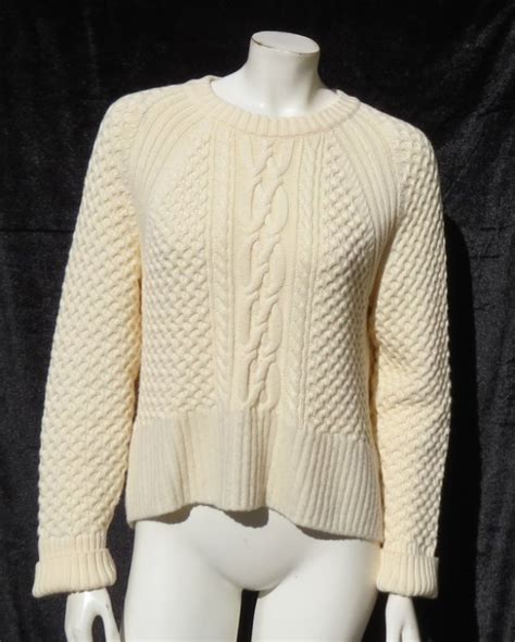 Banana Republic Ivory Super Soft Chunky Cable Knit Sweater Us Womens M