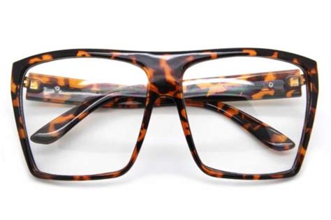 Large Oversized Clear Lens Women Eyeglasses Black Brown Plastic Frame Square Ebay