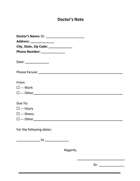 Doctor Note Template Pdf
