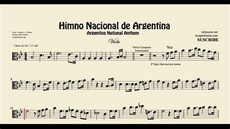 Himno Nacional De Argentina Partitura De Viola Argentina National