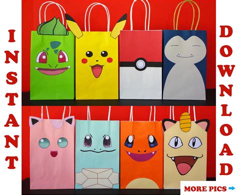 Pokemon Favor Bags Pokemon Party Bags Pokemon Birthday Party Favors