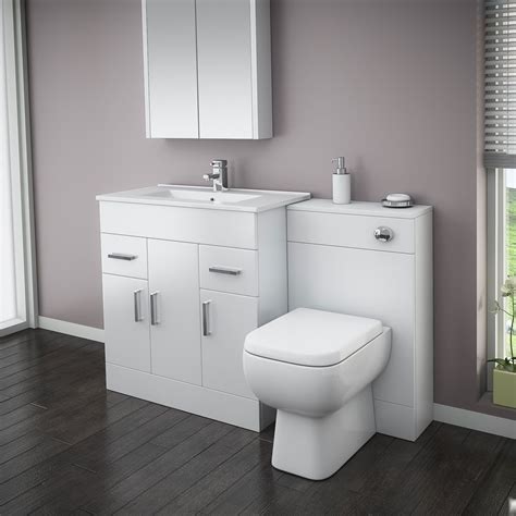 Turin High Gloss White Vanity Unit Bathroom Suite W1300 X D400200mm