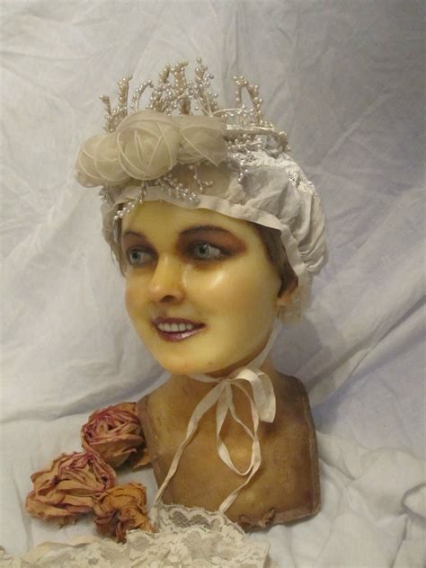 antique wax mannequin bridal head doll victorian display oddity human hair ebay vintage