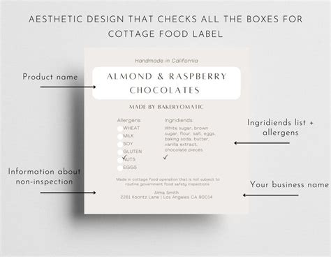 Editable Food Label Template With Cottage Law Elegant Home Etsy Artofit