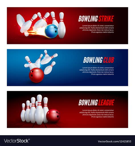 Bowling Banner Set Design Bowling Strike Champ Vector Image