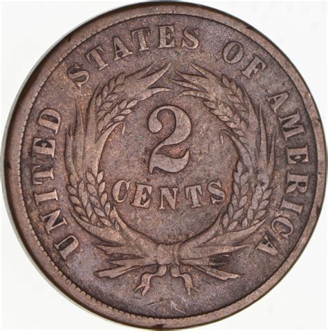 Two Cent 1865 Us Two 2 Cent Piece First Coin With In God We Trust