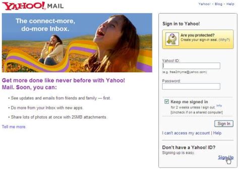 Yahoo Email Account Info Page Sign Up And Login To Your Yahoo Mail