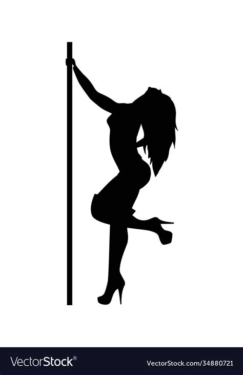 Silhouette Woman Near Pilon Dancing Pole Dance Vector Image