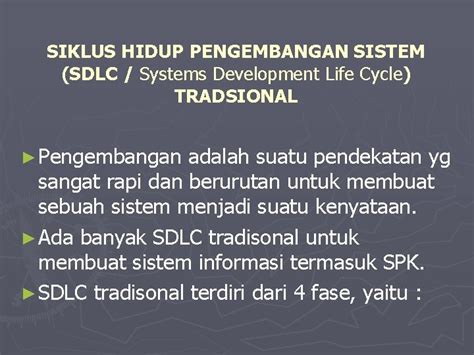 Pengembangan Spk Siklus Hidup Pengembangan Sistem Sdlc Systems