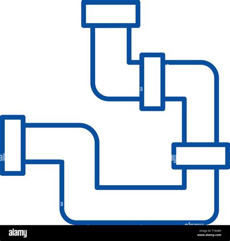Plumbing Pipes Line Icon Concept Plumbing Pipes Flat Vector Symbol