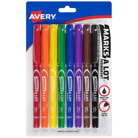 Avery Marks A Lot Permanent Markers Pen Style Size Ultra Fine Tip 8