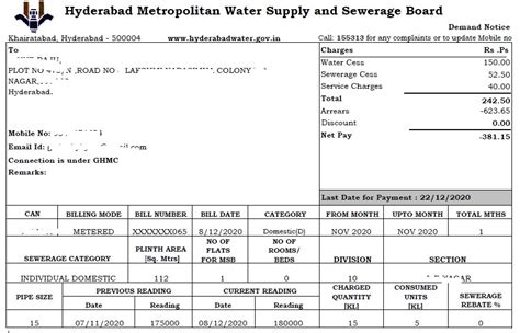 Hmwssb Water Bill Slabs Bill History Download Latest Bill Free Water