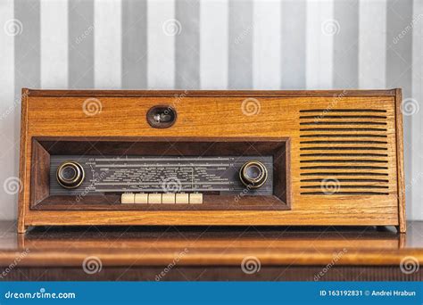 Image Of Old Vintage Radio On The Wooden Table Stock Image Image Of