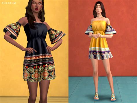 The Sims Resource Chloem Boho Style Dress
