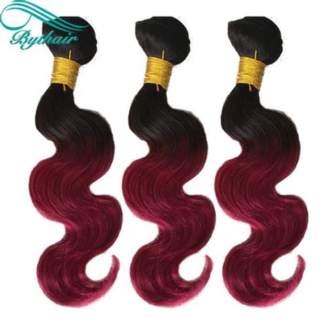 Bythairshop T 1b99j 2 Tone Ombre Color Body Wave Human Hair Weaves 3