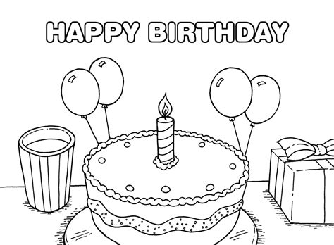 Coloring sheet with bambi and cake. Happy birthday daddy coloring pages to download and print ...