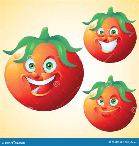 Tomato Face Expression Cartoon Character Set Stock Vector