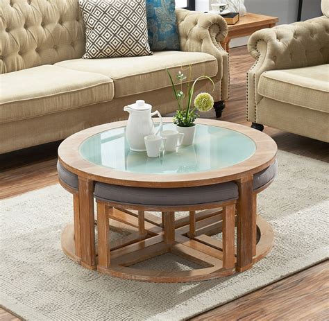 10 multifunctional coffee tables ideas coffee table coffee table with storage table add storage and a contemporary modern edge to your living room with this coffee table and storage stool set. Smart Design: Features 4 stools with curved base that ...