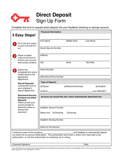 Free Printable Direct Deposit Form