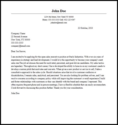 Professional Sales Executive Cover Letter Example Resume Now