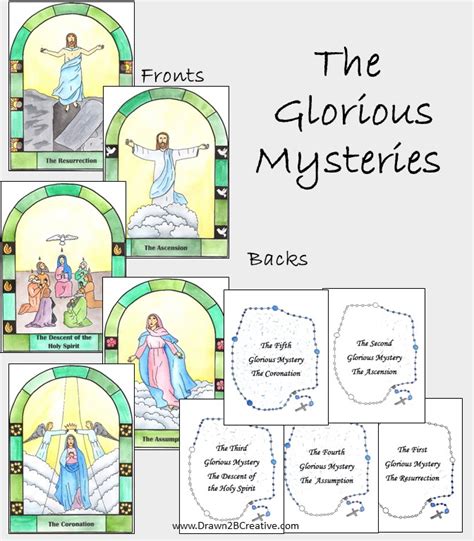 Watercolor Printable Mysteries Of The Rosary Cards Drawn2bcreative