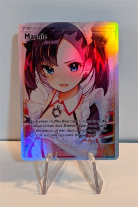 Full Art Holographic Pokemon Orica Custom Waifu Card Maid Etsy