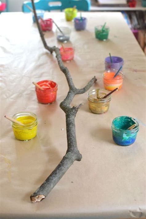 A Painted Branch Collaborative Art With Kids Preschool Crafts