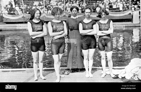 British Ladies Swimming Team At The Olympic Games Stockholm 1912 The