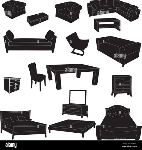 Silhouettes Of Furniture Vector Stock Vector Image And Art Alamy
