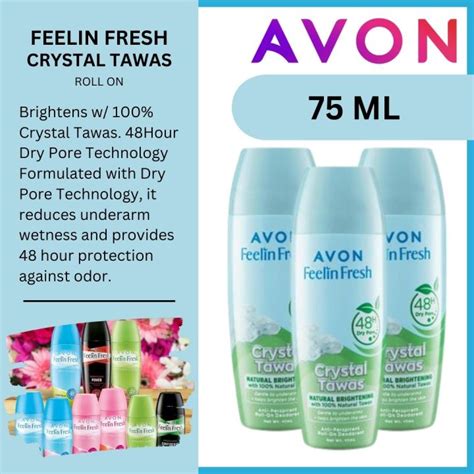 Avon Feelin Fresh Crystal Tawas Roll On 75ml With Dry Pore And 48 Hour