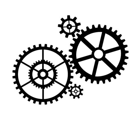 Gears Mechanism Silhouette Transparent Background Of A Gears Etsy