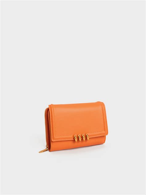 Orange Osiris Metallic Accent Wallet Charles And Keith Ae