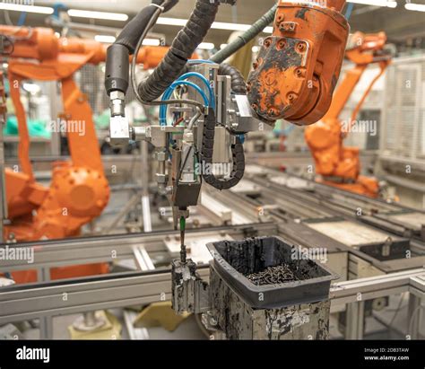 Automatic Robotic Arm In Factory Replaces Human Labor Automation Of