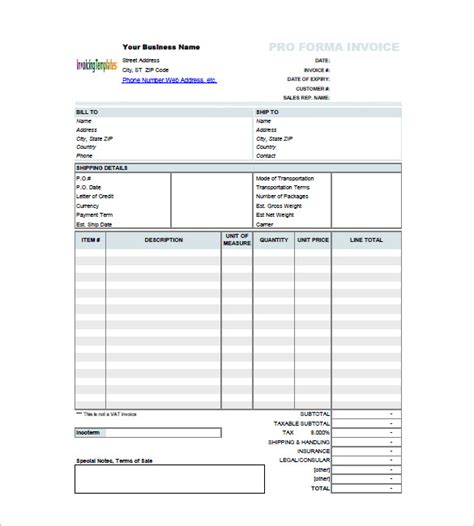 Proforma Invoice Template Excel Download Pictures Invoice Template Ideas