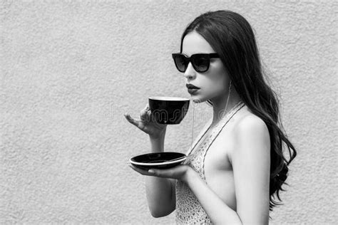 Coffee Outdoor Fashion Vogue Woman Drinking From Coffeecup Americano Cappuccino Latte Espresso
