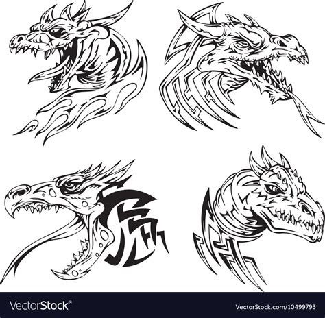 Dragon Head Tattoos Royalty Free Vector Image Vectorstock